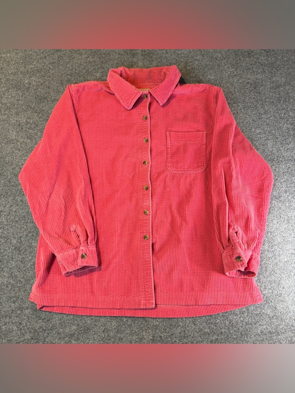 L.L.Bean Corduroy Shirt Jacket Pink Womens L Vintage Style